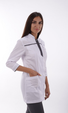 Жакет женский №149 (белый с серой отделкой)