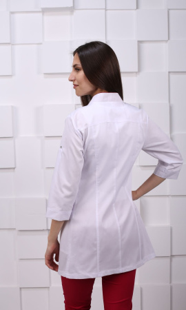 Жакет женский №161 (белый с бордовой отделкой)