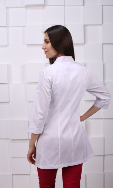 Жакет женский №161 (белый с бордовой отделкой)