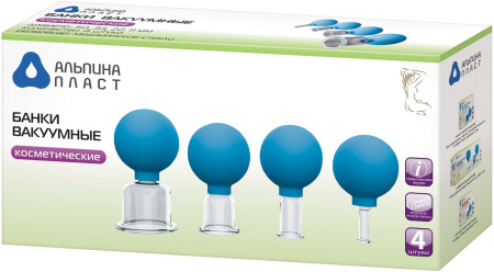 Банки вакуумные для косметического массажа Альпина Пласт (4 штуки)