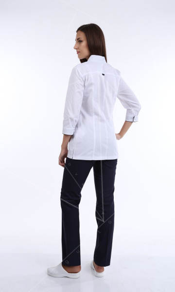 Жакет женский №64 (белый с синей отделкой)