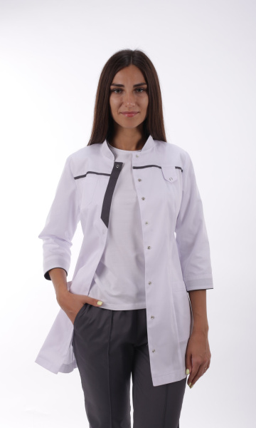 Жакет женский №149 (белый с серой отделкой)