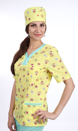 Колпак медицинский №75 белый, с принтом