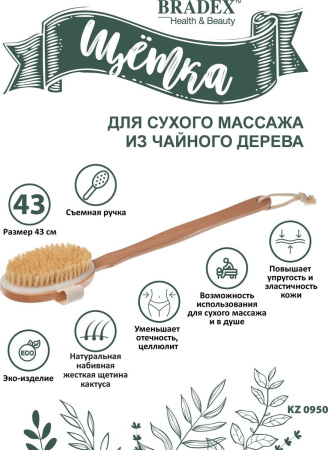 Щётка для сухого массажа из чайного дерева KZ0950